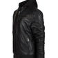 JEANLUKE - Men's Black Bomber Jacket with removable hood