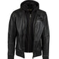 JEANLUKE - Men's Black Bomber Jacket with removable hood