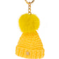 Knit  hat with fur pompom  keyring,  small beanie with  mink pompom bag charm