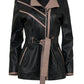 Women's Leather Trench jacket  with hood
