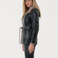 Women's Leather Trench jacket  with hood