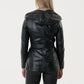Women's Leather Trench jacket  with hood