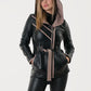 Women's Leather Trench jacket  with hood