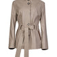 Women's Beige Leather Jacket with Belt