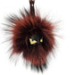 BURGUNDY Monster face Raccoon FUR Keychain
