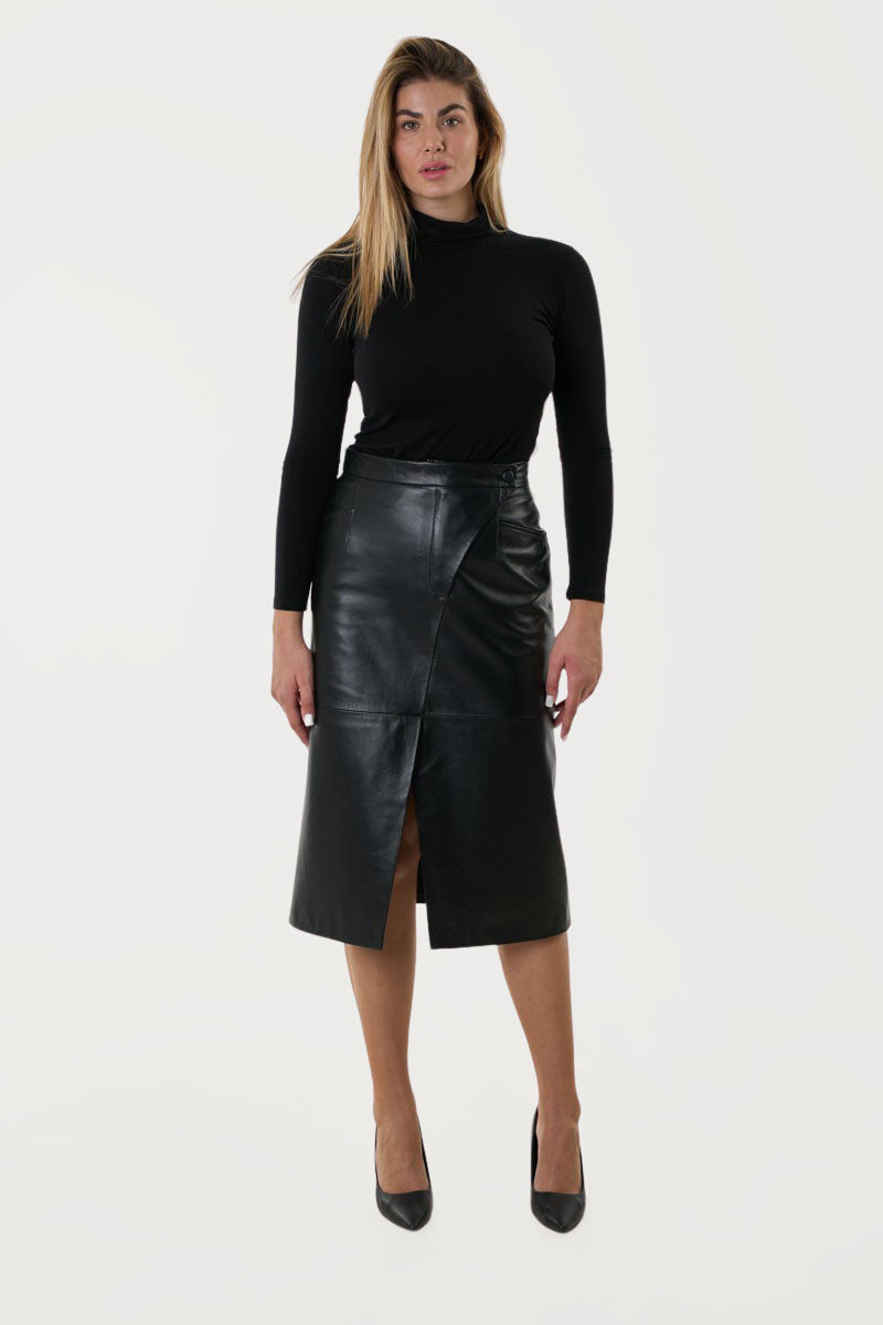 CHRISTA – Χειροποίητη Μακριά Δερμάτινη Φούστα