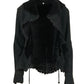 Women's Black Sheepskin Jacket with Lazer Cut Pattern
