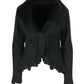 Women's Black Sheepskin Jacket with Lazer Cut Pattern