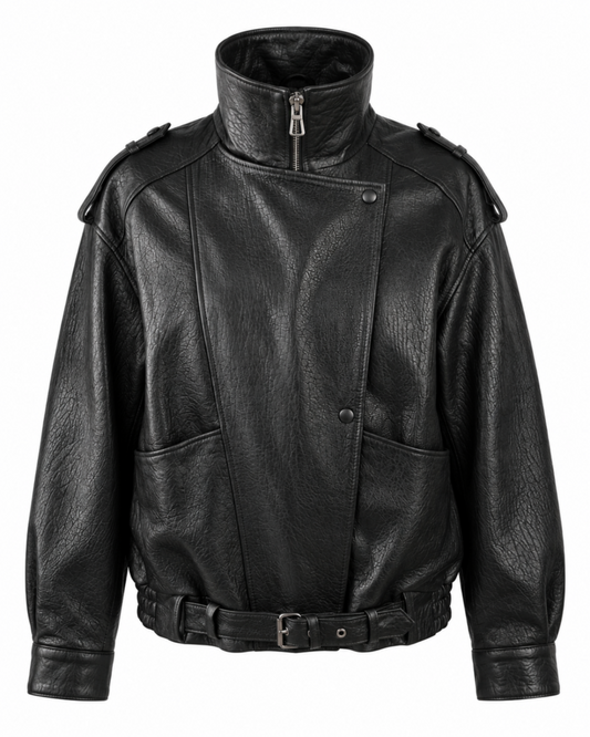 EMILY- Biker Oversized Bomber Leather Jacket