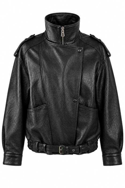 EMILY- Biker Oversized Bomber Leather Jacket