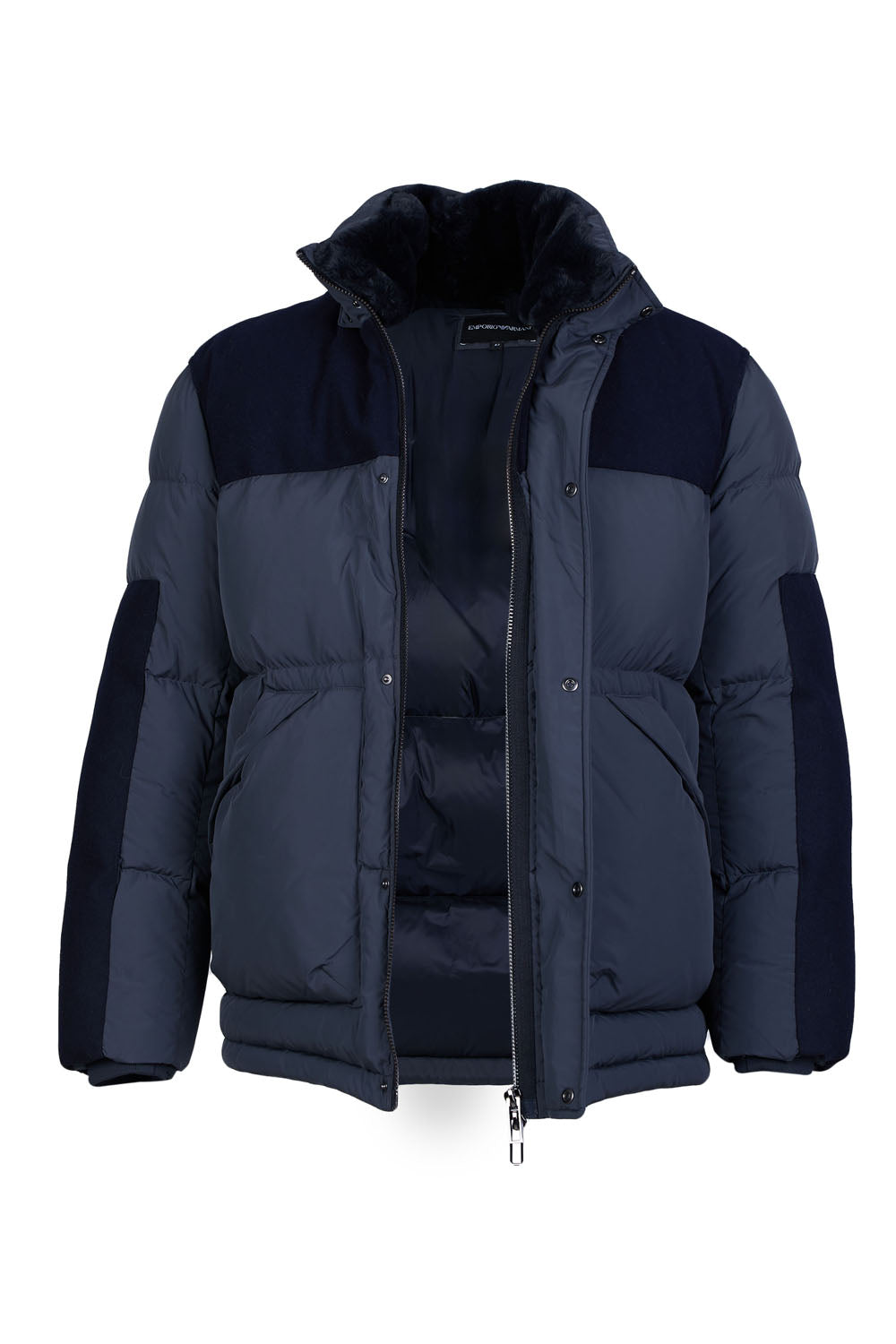 EMORIO ARMANI- Puffed Τζάκετ με Κουκούλα και Μάλλινες Λεπτομέρειες