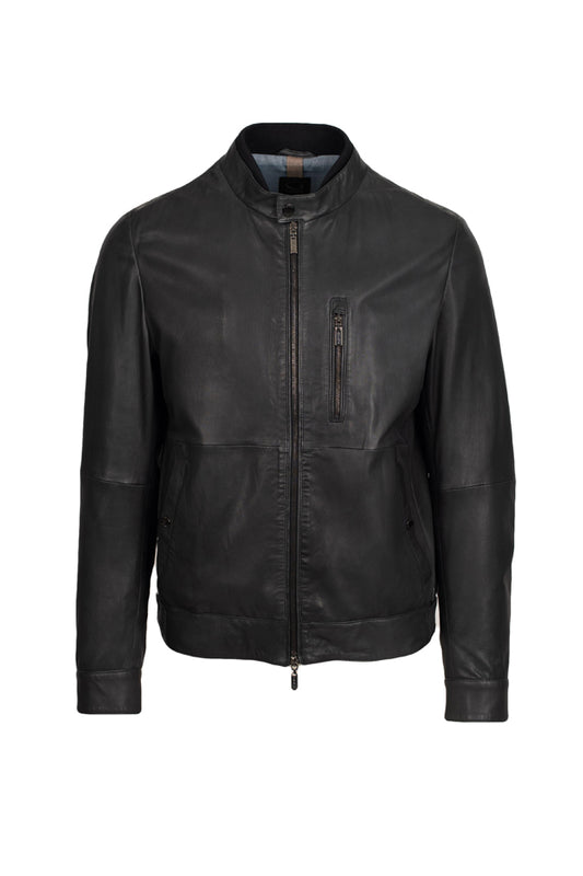 GIMOS - Men's Black Lightweight Leather Jacket
