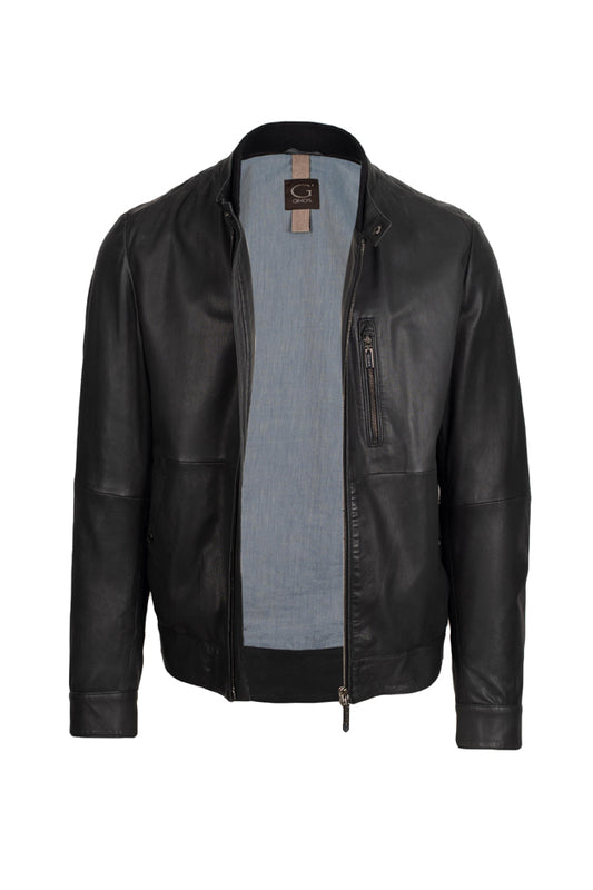 GIMOS - Men's Black Lightweight Leather Jacket
