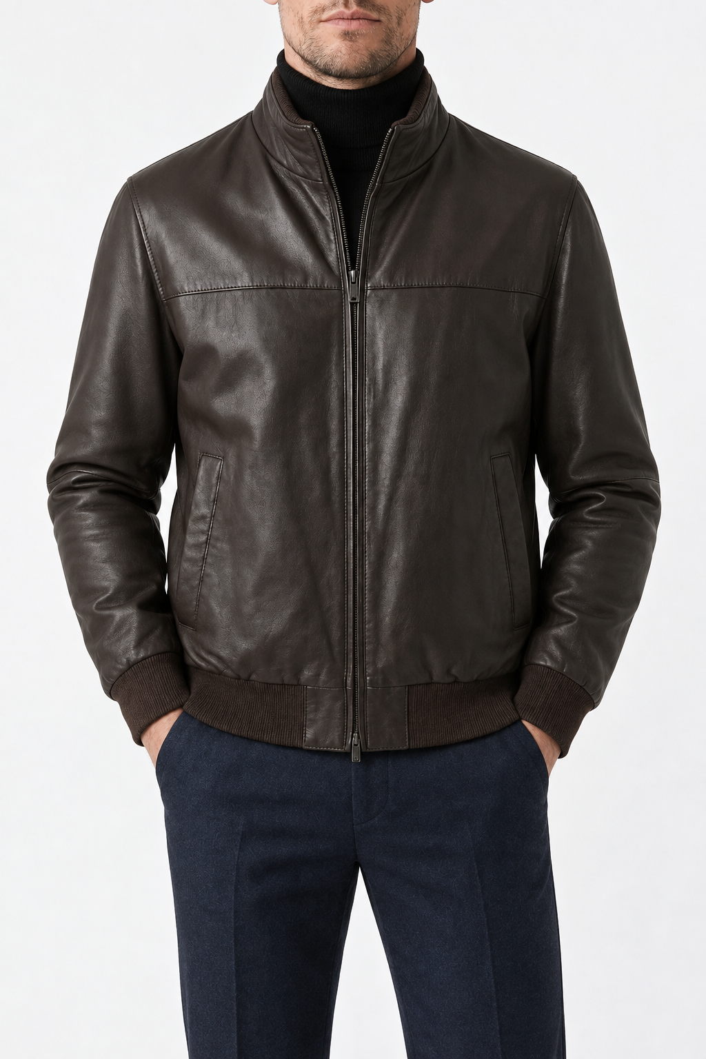 GIMOS- Men's Brown Reversible Leather Jacket