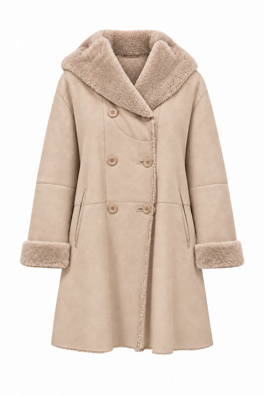 GIMOS - Women's Beige Sheepskin Parka