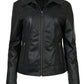 GUY LAROCHE – Γυναικείο Δερμάτινο Μπουφάν Με Αποσπώμενη Κουκούλα