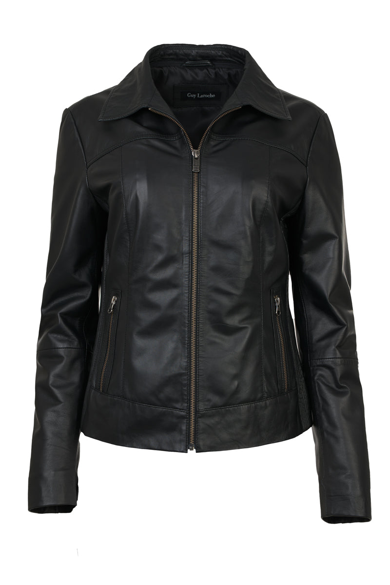 GUY LAROCHE – Γυναικείο Δερμάτινο Μπουφάν Με Αποσπώμενη Κουκούλα