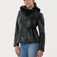 GUY LAROCHE – Γυναικείο Δερμάτινο Μπουφάν Με Αποσπώμενη Κουκούλα