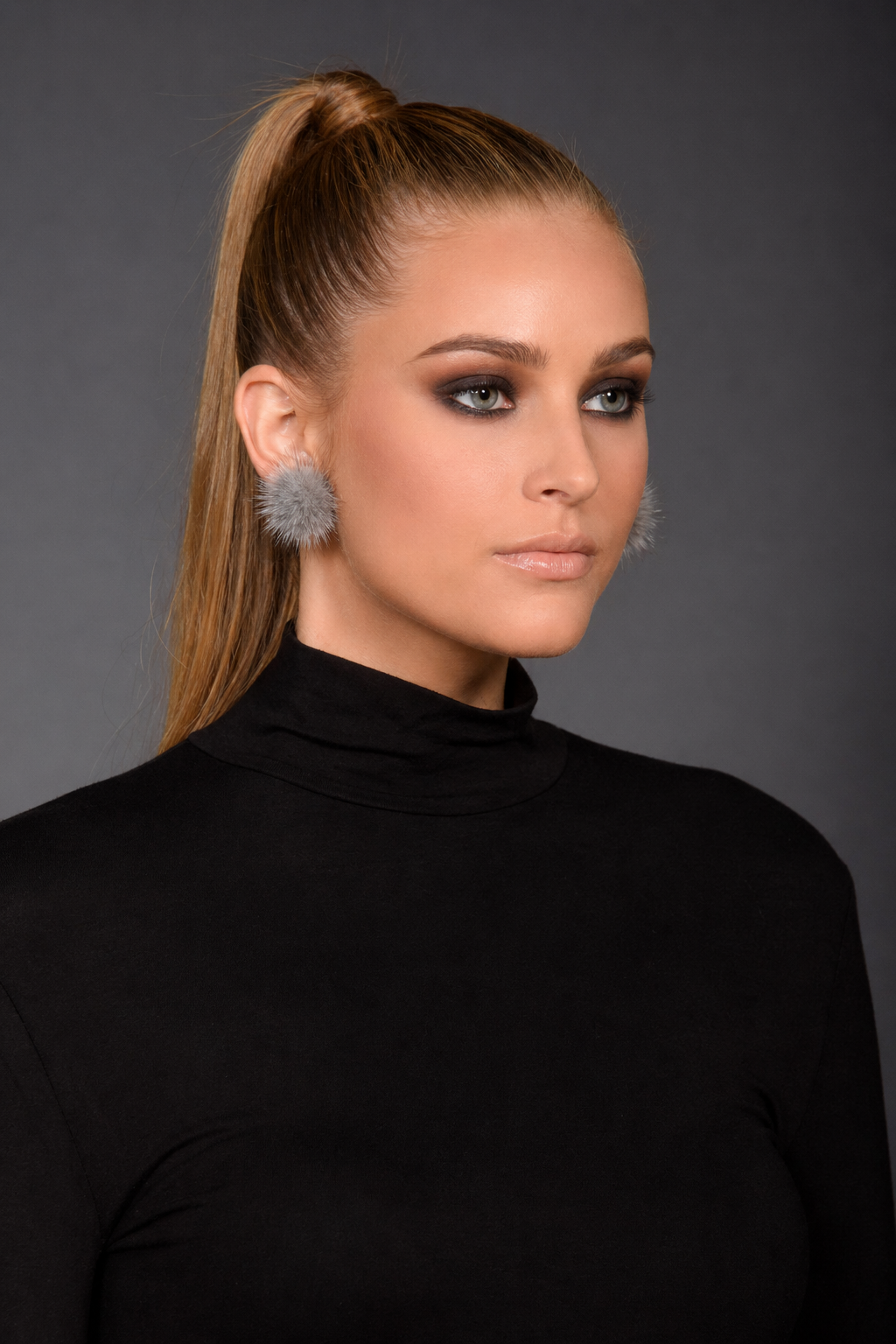 925 SILVER earrings with FUR. STUD silver earrings with  mink fur embellishment.