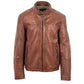 Guy Laroche men’s antique brown leather jacket, regual fit, front view
