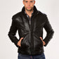 Guy Laroche men’s leather jacket, slim fit, front view
