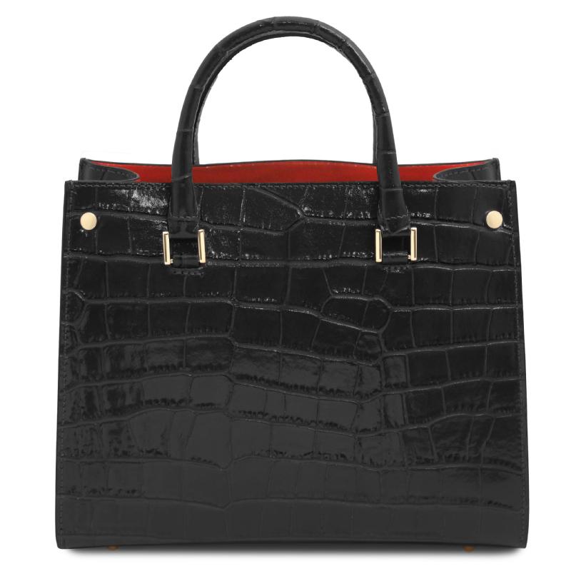 Croque Croc print leather handbag