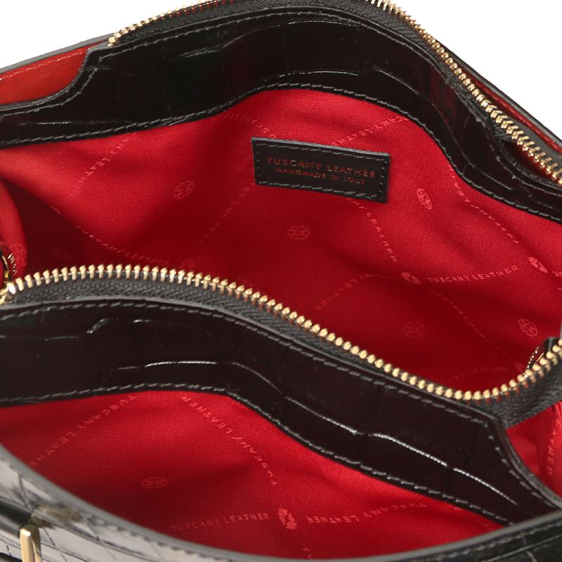 Croque Croc print leather handbag