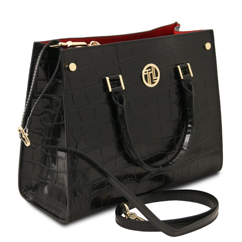 Croque Croc print leather handbag