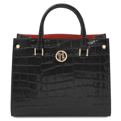 Croque Croc print leather handbag