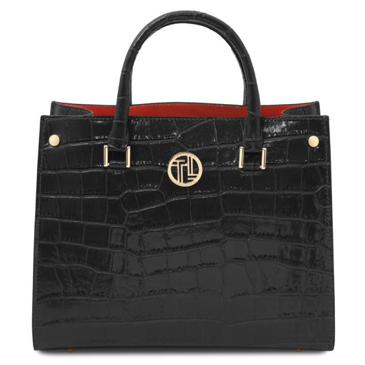Croque Croc print leather handbag