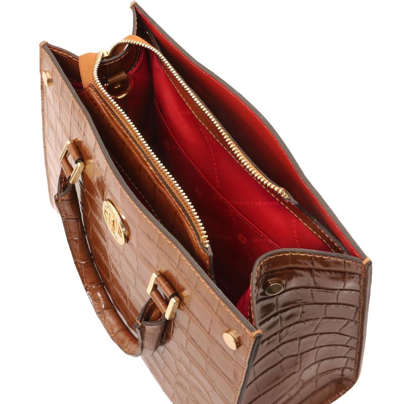 Croque Croc print leather handbag