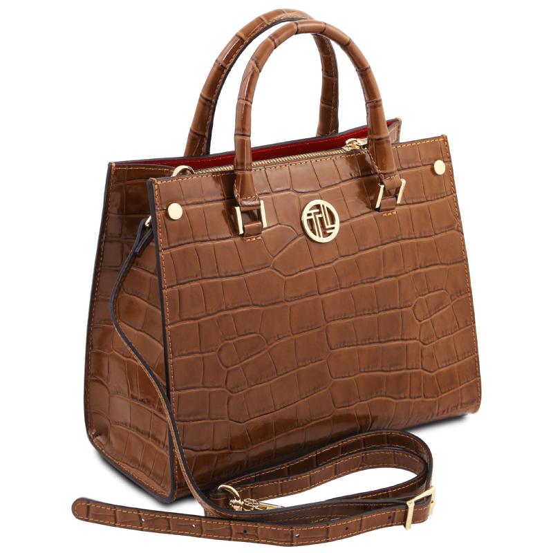 Croque Croc print leather handbag