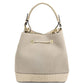 Ostrea Suede and ostrich-effect printed leather bucket bag