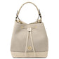 Ostrea Suede and ostrich-effect printed leather bucket bag