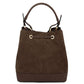 Ostrea Suede and ostrich-effect printed leather bucket bag