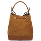 Ostrea Suede and ostrich-effect printed leather bucket bag