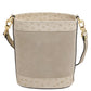 Ostrea Suede and ostrich-effect printed leather bucket bag