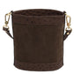 Ostrea Suede and ostrich-effect printed leather bucket bag