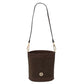 Ostrea Suede and ostrich-effect printed leather bucket bag