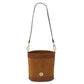 Ostrea Suede and ostrich-effect printed leather bucket bag