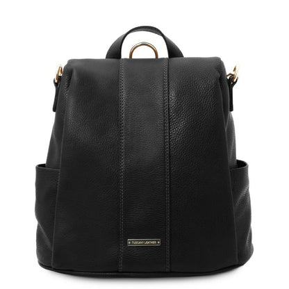 Black  Soft leather backpack TL142138