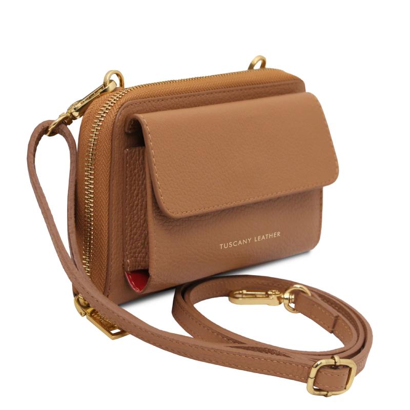 Urania Leather wallet/phone holder with strap