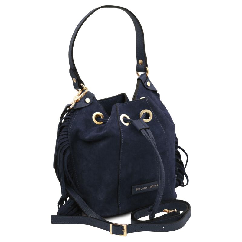 Nomade Suede leather fringe bucket bag