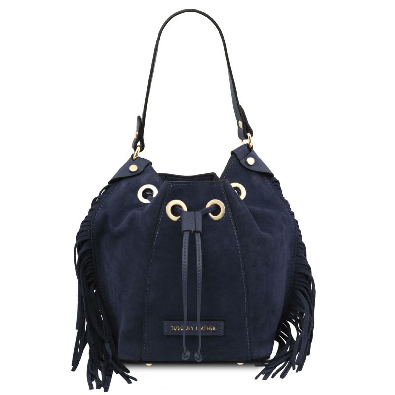 Nomade Suede leather fringe bucket bag