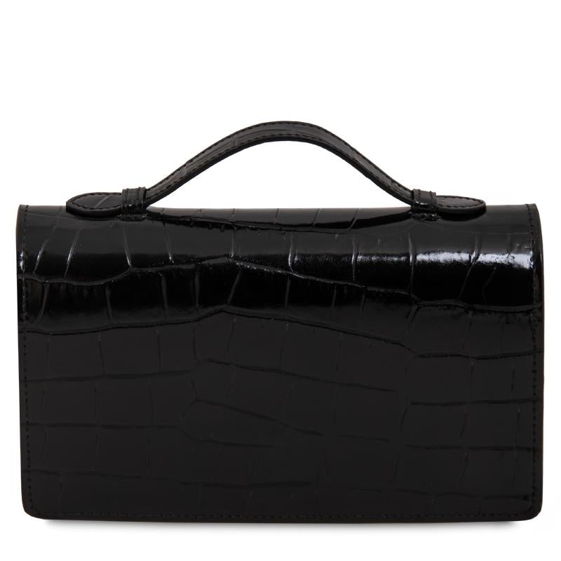 Opera Croque Croc print leather clutch with chain strap