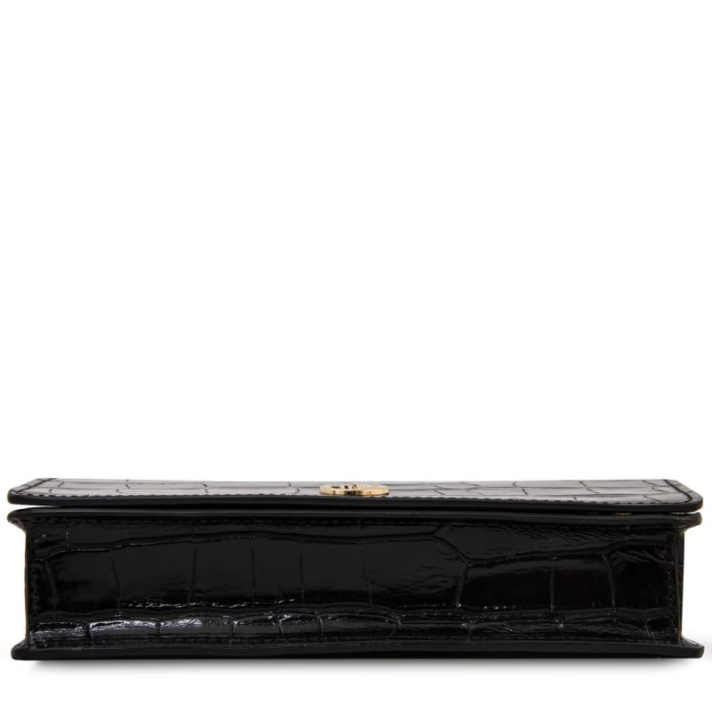 Opera Croque Croc print leather clutch with chain strap