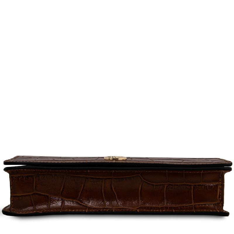 Opera Croque Croc print leather clutch with chain strap