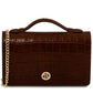 Opera Croque Croc print leather clutch with chain strap