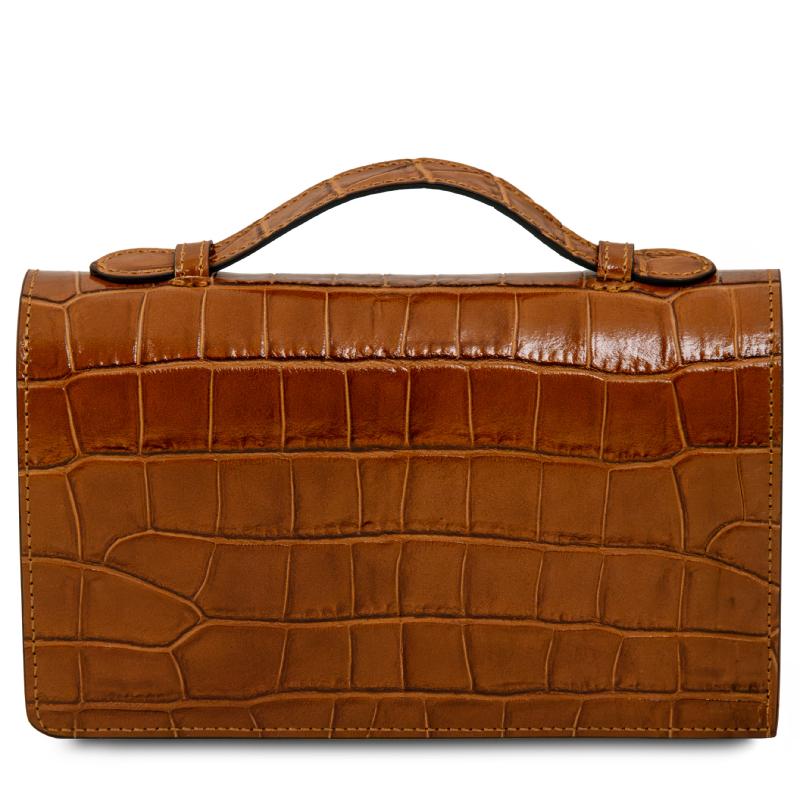 Opera Croque Croc print leather clutch with chain strap