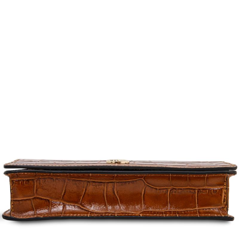 Opera Croque Croc print leather clutch with chain strap